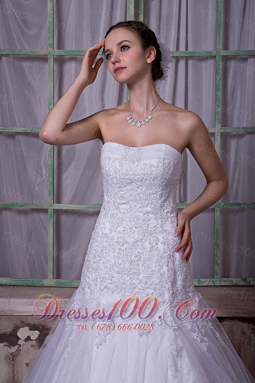 Taffeta And Tulle Court Train Customize Bridal Gown