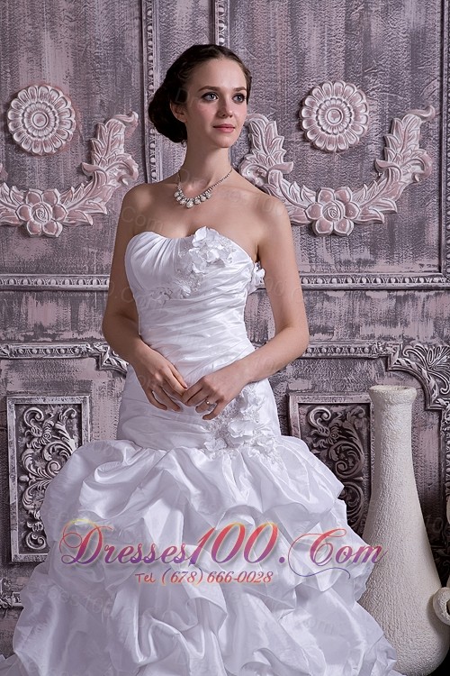 Taffeta Strapless A-line Bridal Dress Beading Court Train
