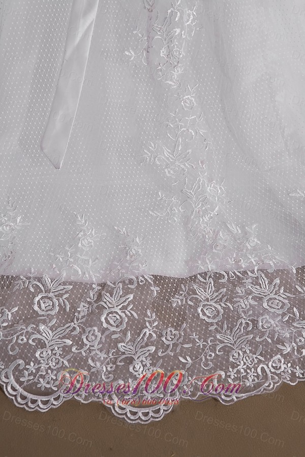 Lace Square Neck Straps Court Train Wedding Gown