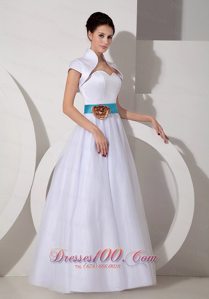 Sweetheart Sash A-line Bridal Wedding Dress Taffeta