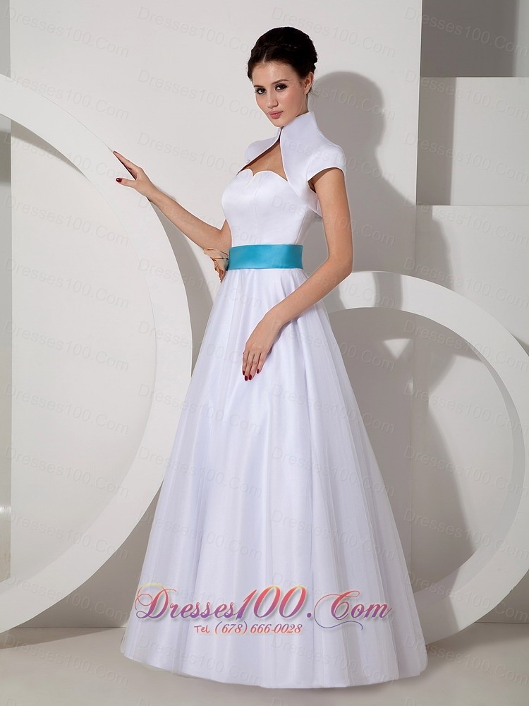 Sweetheart Sash A-line Bridal Wedding Dress Taffeta