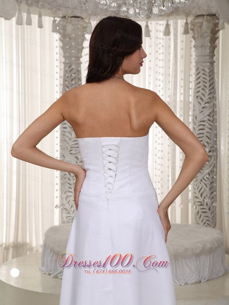 Strapless Empire Chiffon Floor-length Wedding Gown With Beading