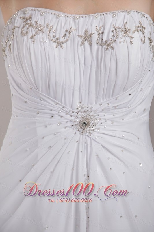Newest Strapless Chiffon Empire Bridal Dress Beading