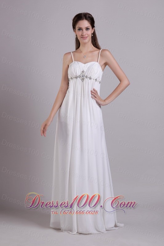 Spaghetti Straps Wedding Dress Chiffon Empire Beading
