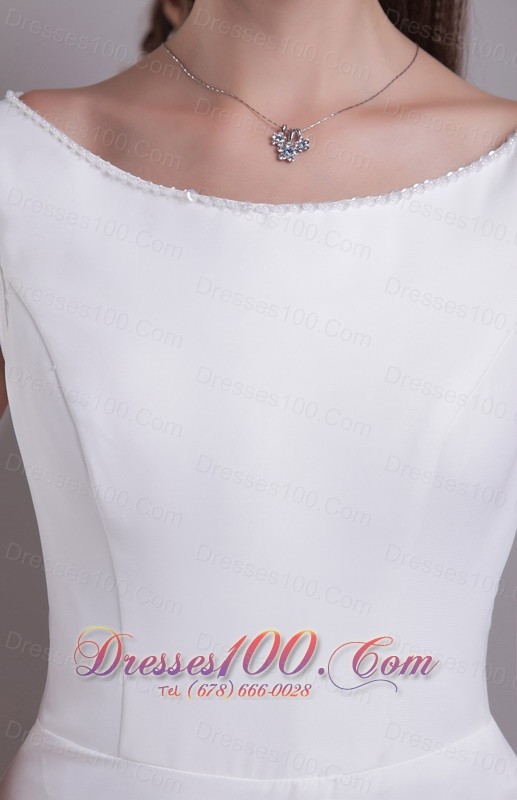 Scoop Neck Floor-length Wedding Gown Chiffon Brush Train Beading