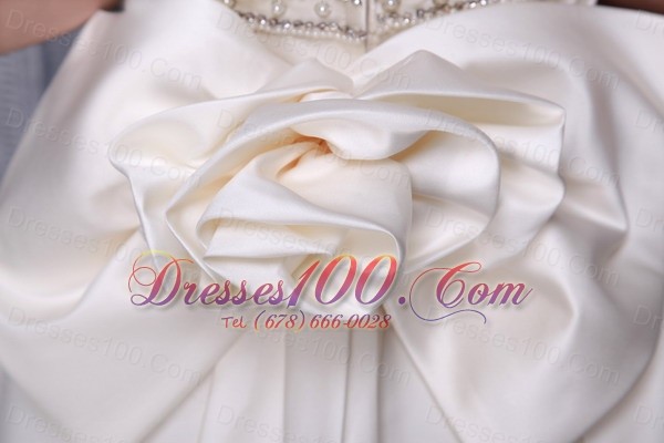 Strapless Satin Bridal Wedding Dress Chapel Train Beading Princess