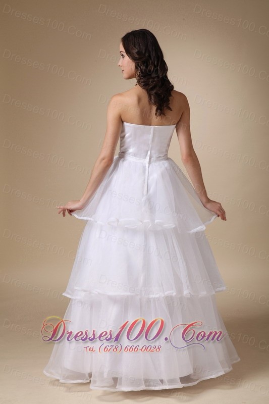 Satin and Organza Layers Bridal Dress Strapless A-line