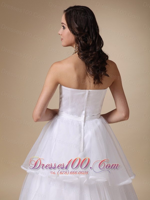 Satin and Organza Layers Bridal Dress Strapless A-line