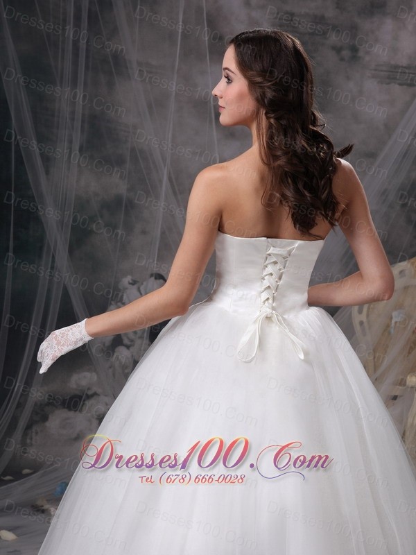 Organza and Taffeta Strapless Ball Gown Wedding Dress Bows