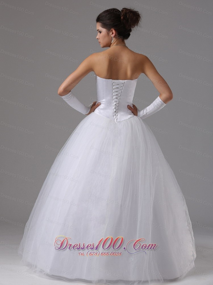 Strapless A-line Wedding Gown With Lace Beading Tulle