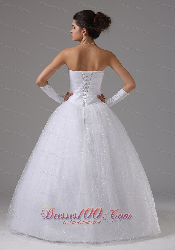 Beaded Sweetheart Tulle Floor-length Ball Gown Wedding Dress