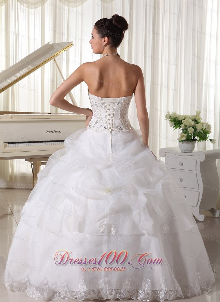 Beaded Pick-ups Ball Gown Bridal Gown Strapless Organza