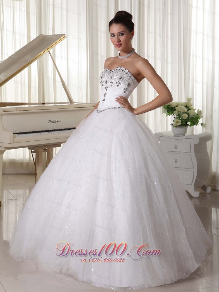 Sweetheart Organza Beaded Bridal Wedding Dress Ball Gown