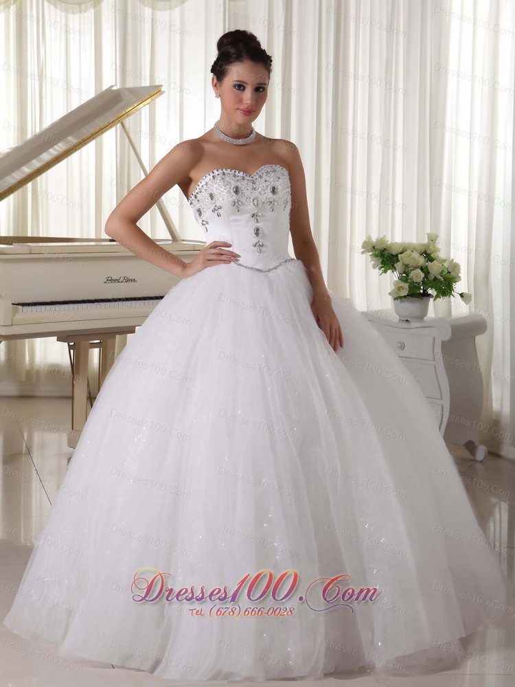 Sweetheart Organza Beaded Bridal Wedding Dress Ball Gown