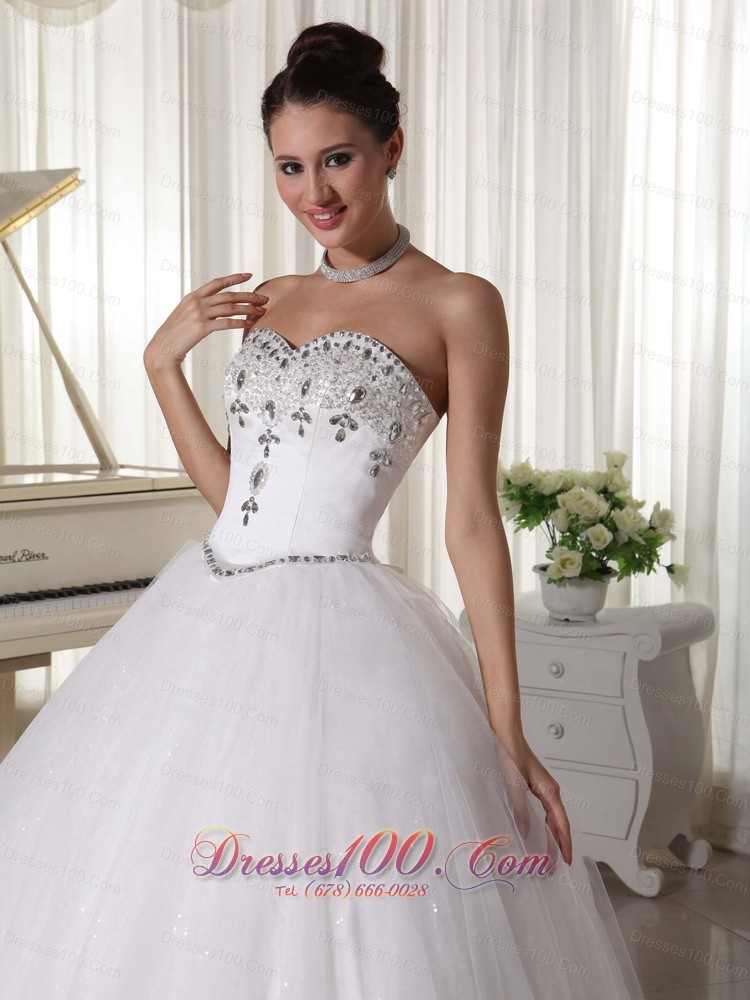 Sweetheart Organza Beaded Bridal Wedding Dress Ball Gown