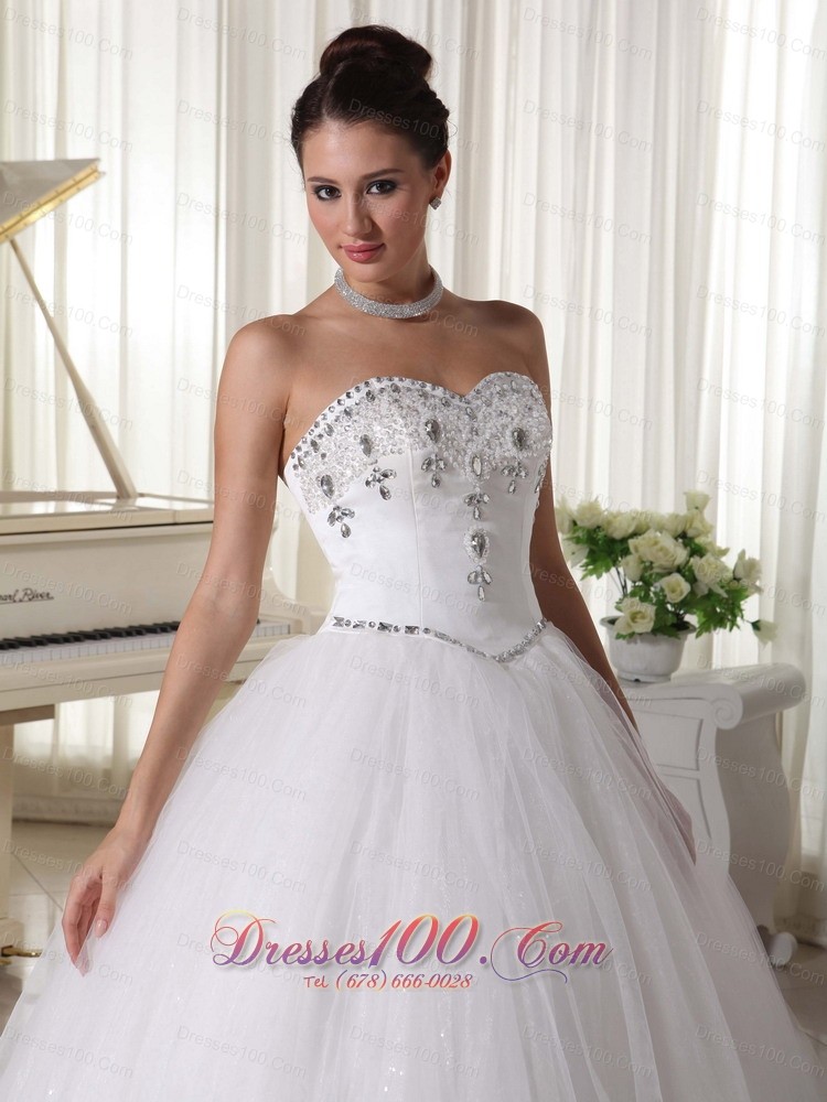 Sweetheart Organza Beaded Bridal Wedding Dress Ball Gown
