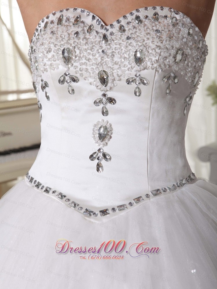 Sweetheart Organza Beaded Bridal Wedding Dress Ball Gown