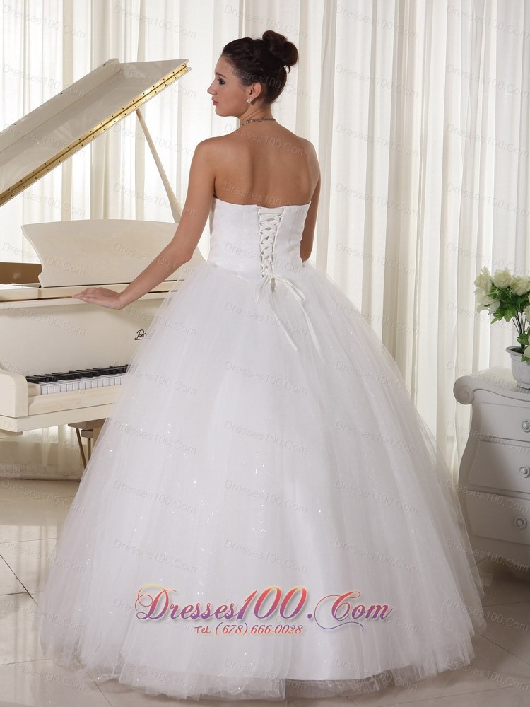 Satin and Tulle Sweetheart Beaded Wedding Dress A-line