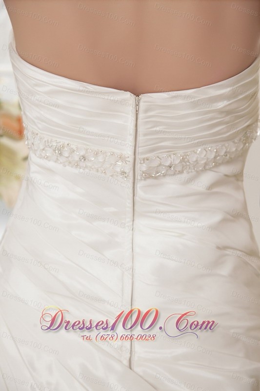 Strapless Tulle and Taffeta Bridal Dress Court Train Beading