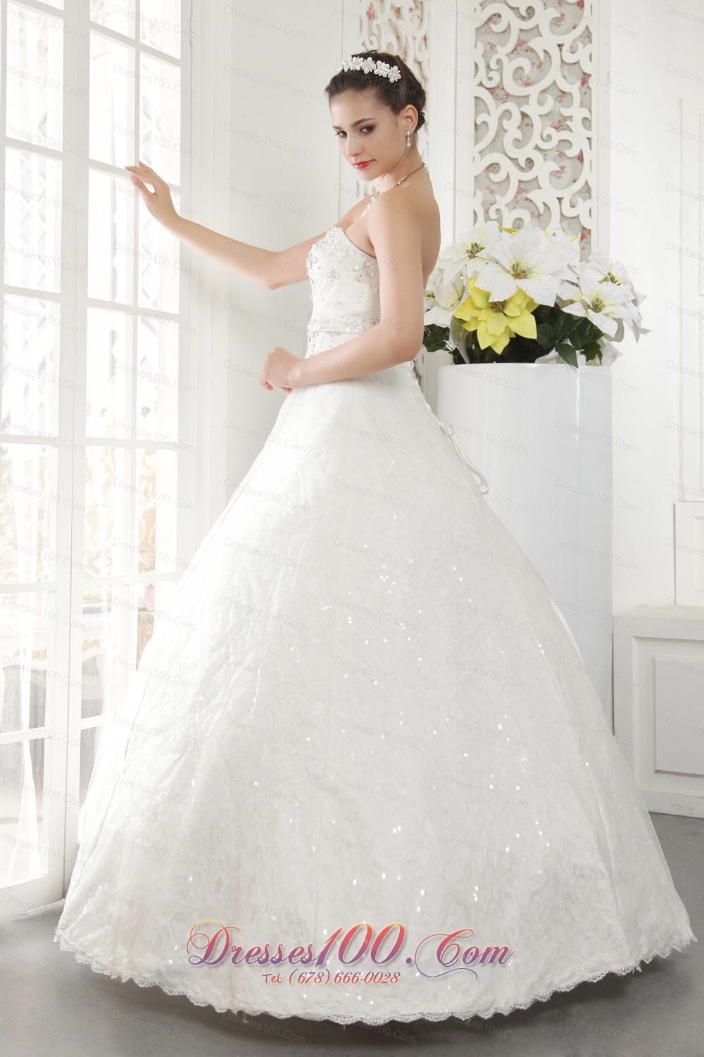 Sweetheart Princess Bridal Dress Lace Beading Floor-length