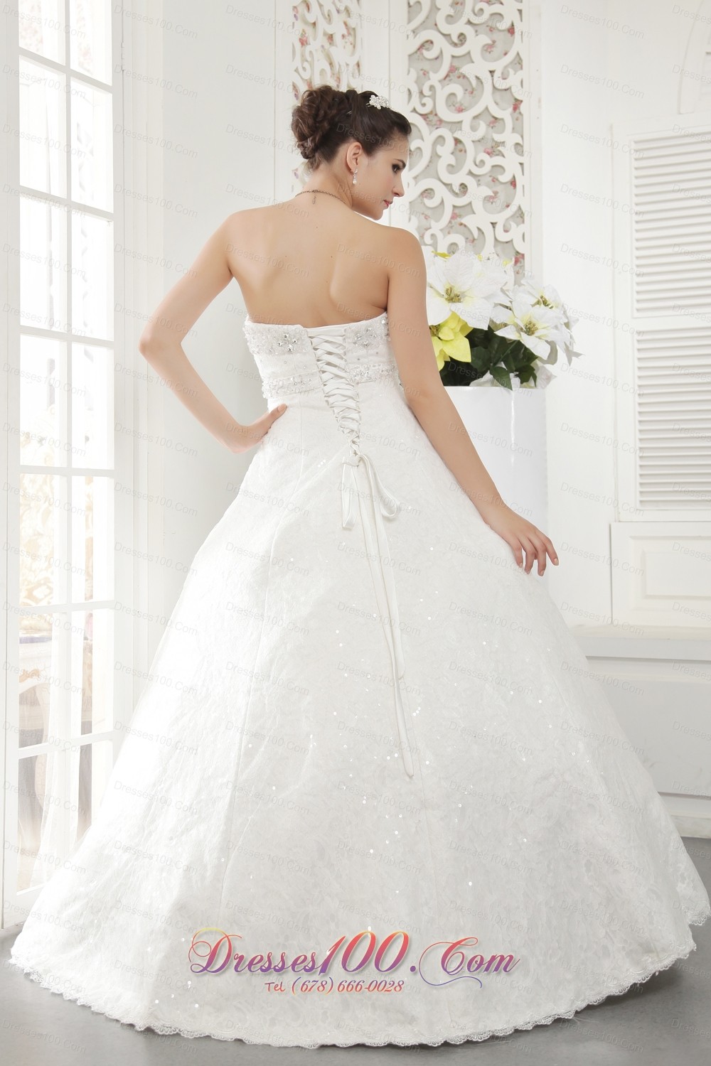 Sweetheart Princess Bridal Dress Lace Beading Floor-length