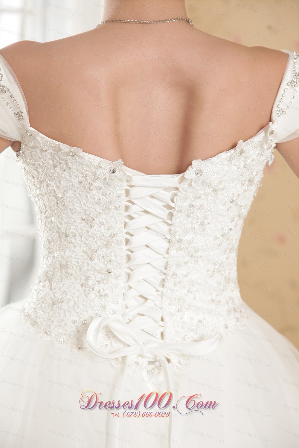 Off The Shoulder Ball Gown Tulle Appliques Wedding Dress