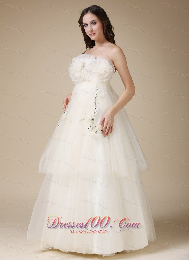 Strapless Wedding Dress Appliques and Hand Made Flowers