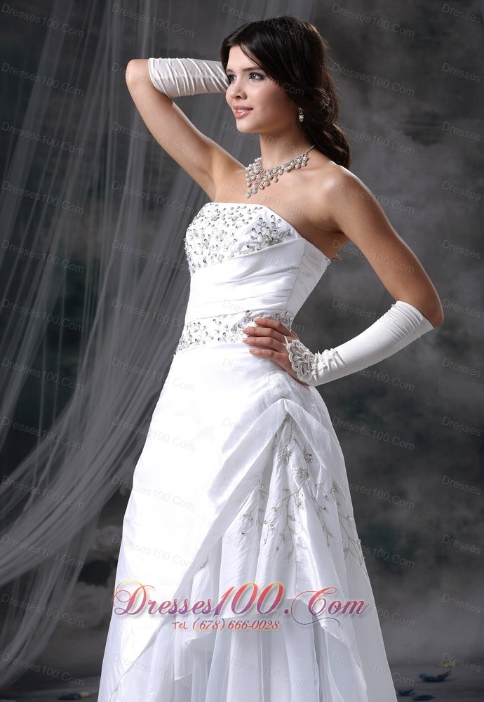 Appliques With Beading Decorated Up Bodice Wedding Dress