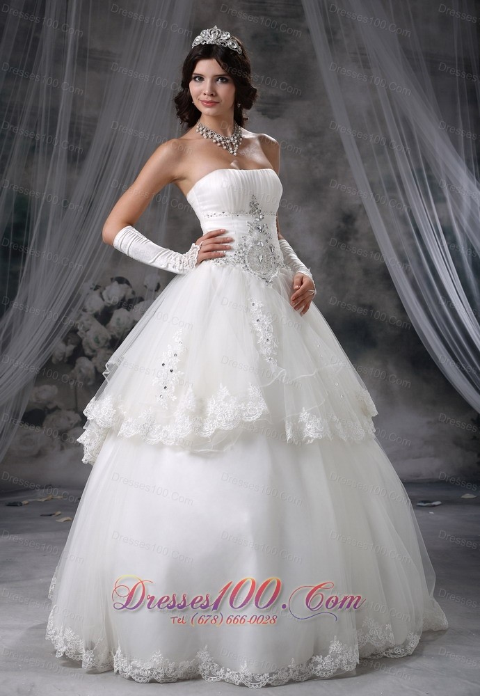 Ball Gown Wedding Dress With Lace Tulle Layers