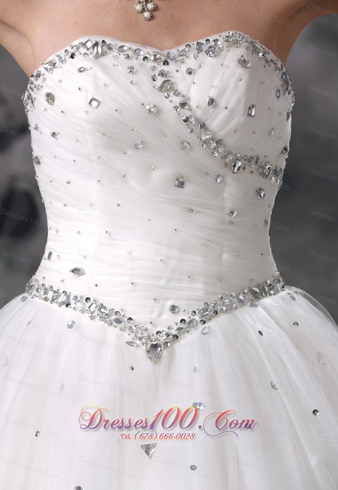 2013 Beaded Ball Gown floor length Tulle Wedding Dress