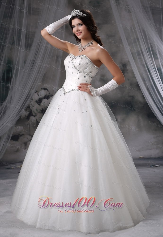 2013 Beaded Ball Gown floor length Tulle Wedding Dress