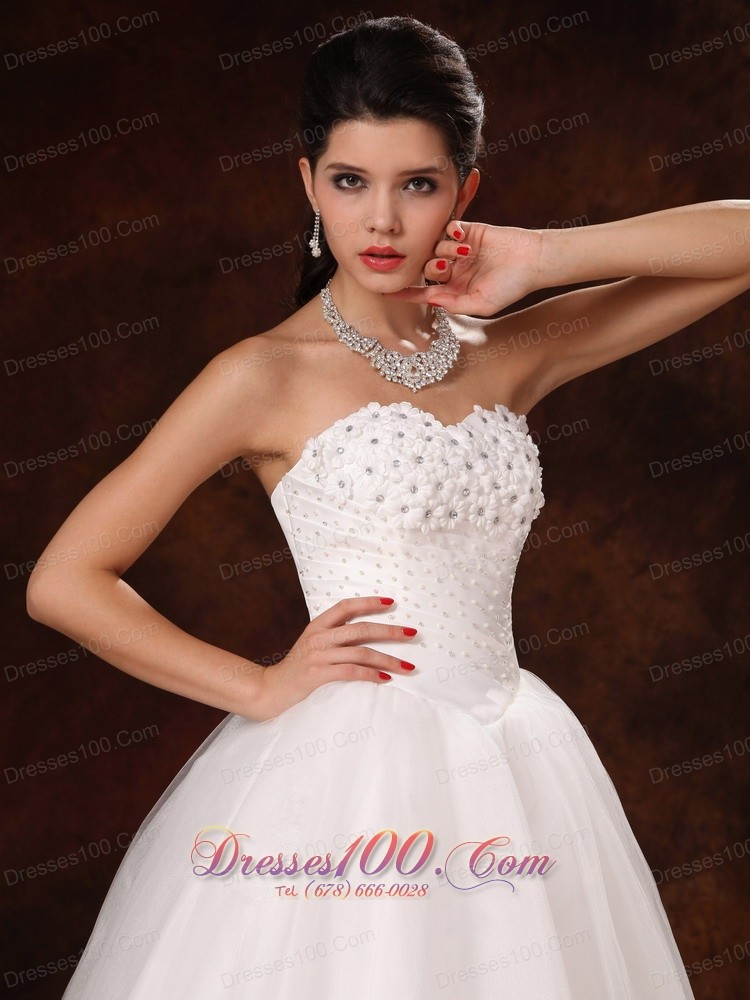 Unique Beaded A-Line Organza Customize Wedding Dress