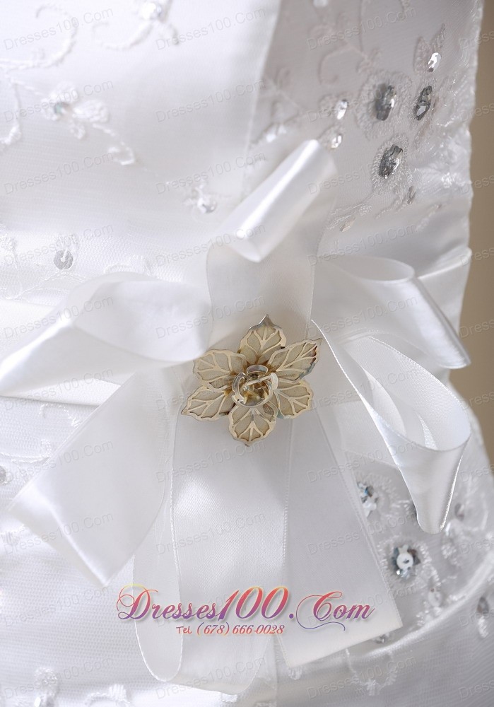 Mermaid Wedding Dress With Sash Applique and Lace Over Skirt