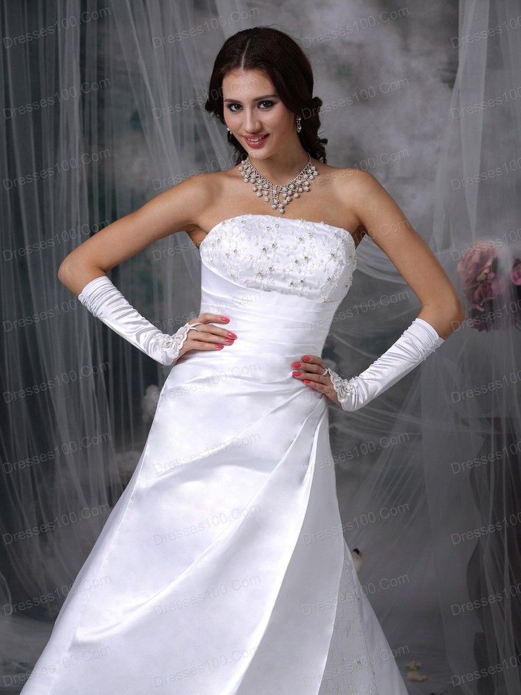 Perfect Satin Embroidery A-line Indoor Bridal Gowns 2012