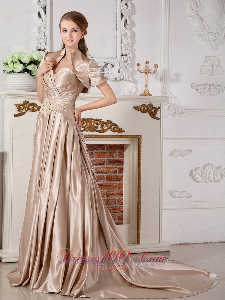 Champagne Sweetheart Wedding Dress Red Carpet Jacket