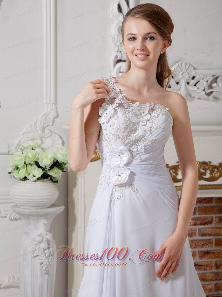 Wonderful Floral Wedding Bridal Dress One Shoulder Appliques