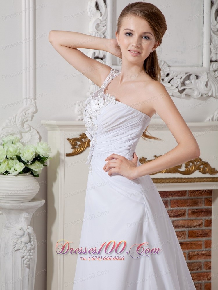 Wonderful Floral Wedding Bridal Dress One Shoulder Appliques