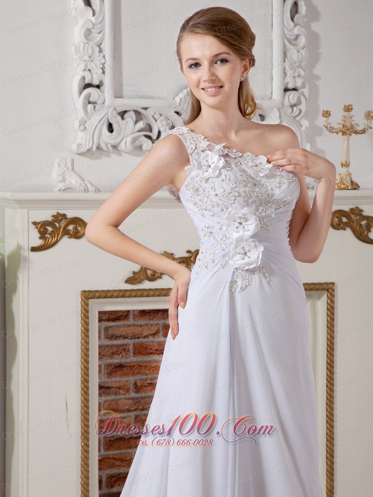 Wonderful Floral Wedding Bridal Dress One Shoulder Appliques