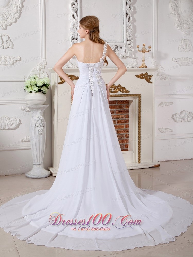 Wonderful Floral Wedding Bridal Dress One Shoulder Appliques