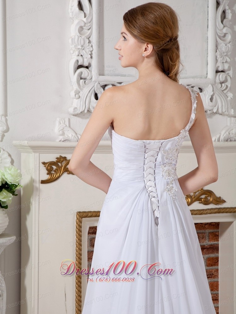 Wonderful Floral Wedding Bridal Dress One Shoulder Appliques