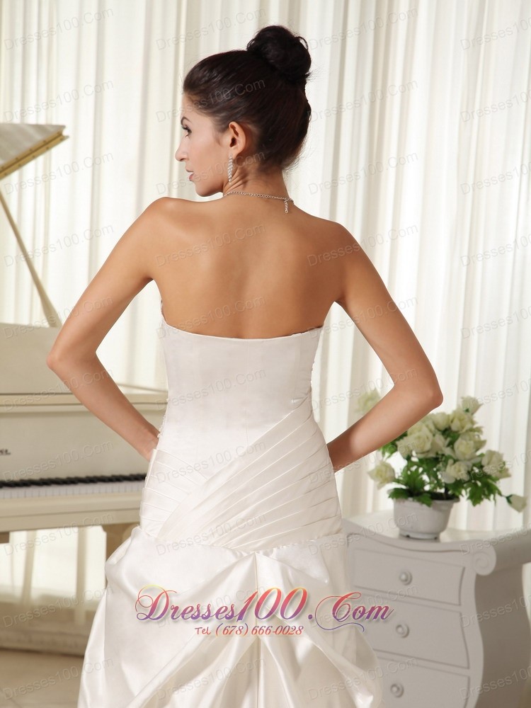 Beaded Tulle Bridal Dress Pleated Hand Made Flowers