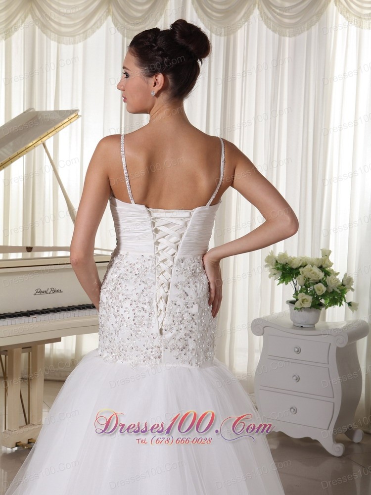 Unique Spaghetti Straps Bridal Gowns Mermaid Rhinestones