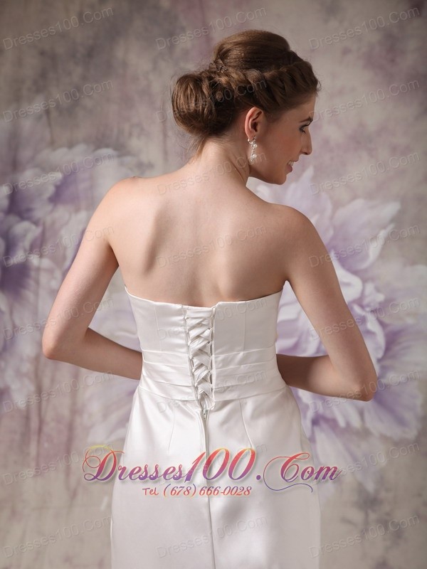 Column Empire White Wedding Dress Beaded Floor-length