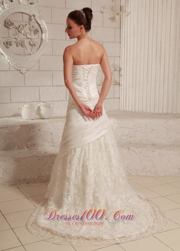 A-line Customize Lace Wedding Dress Taffeta Gangnam Style