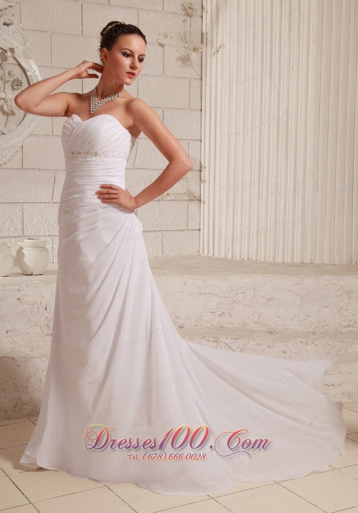 Chiffon Beach Wedding Dress Gilding Sweetheart Sweep Train