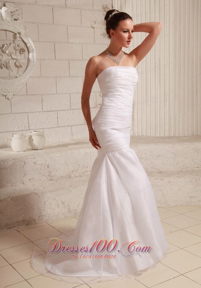 Simply Mermaid Wedding Dress Organza and Taffeta Low Cost