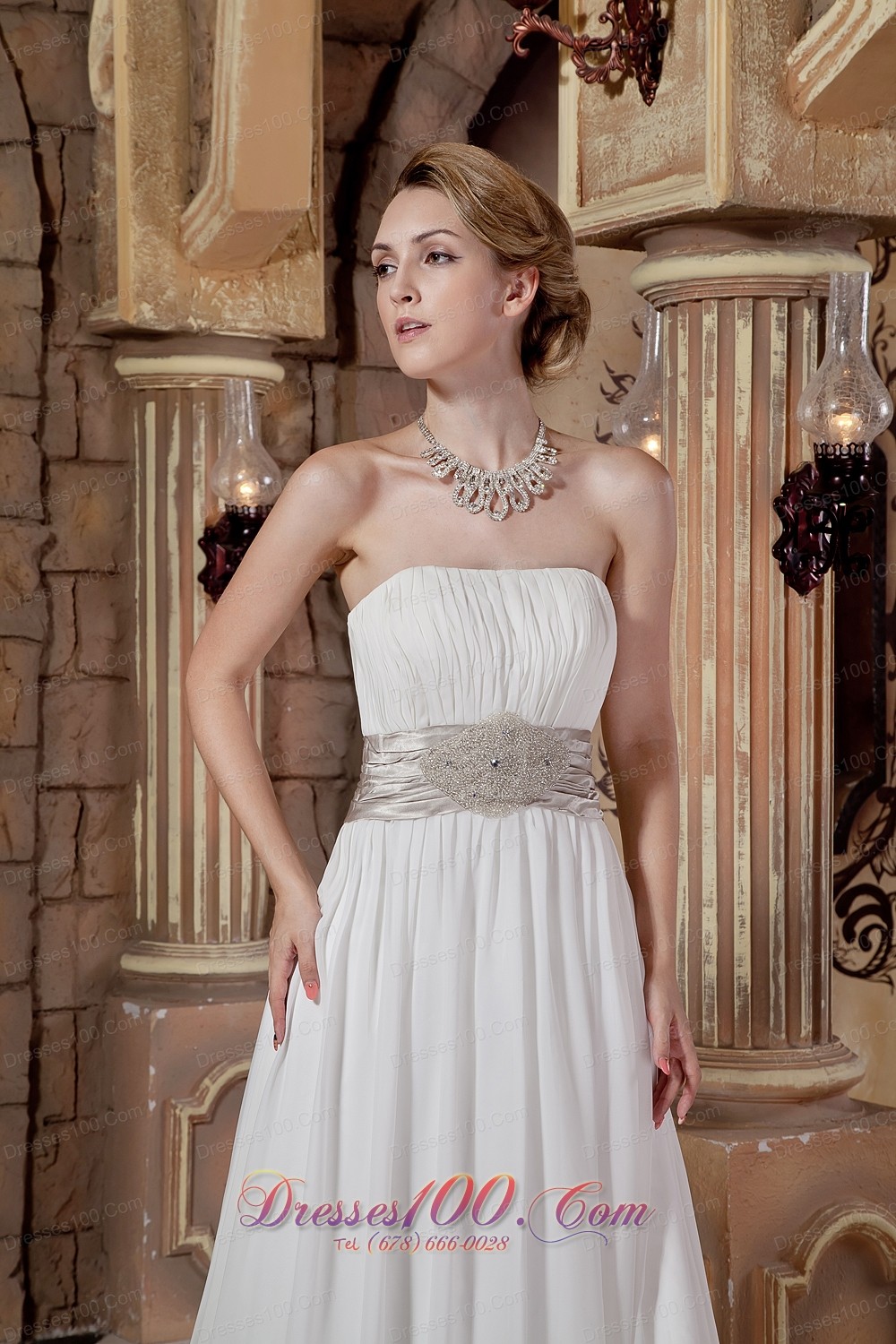 Gilding Chiffon Sash Beach Wedding Dress Fairy Tale Court