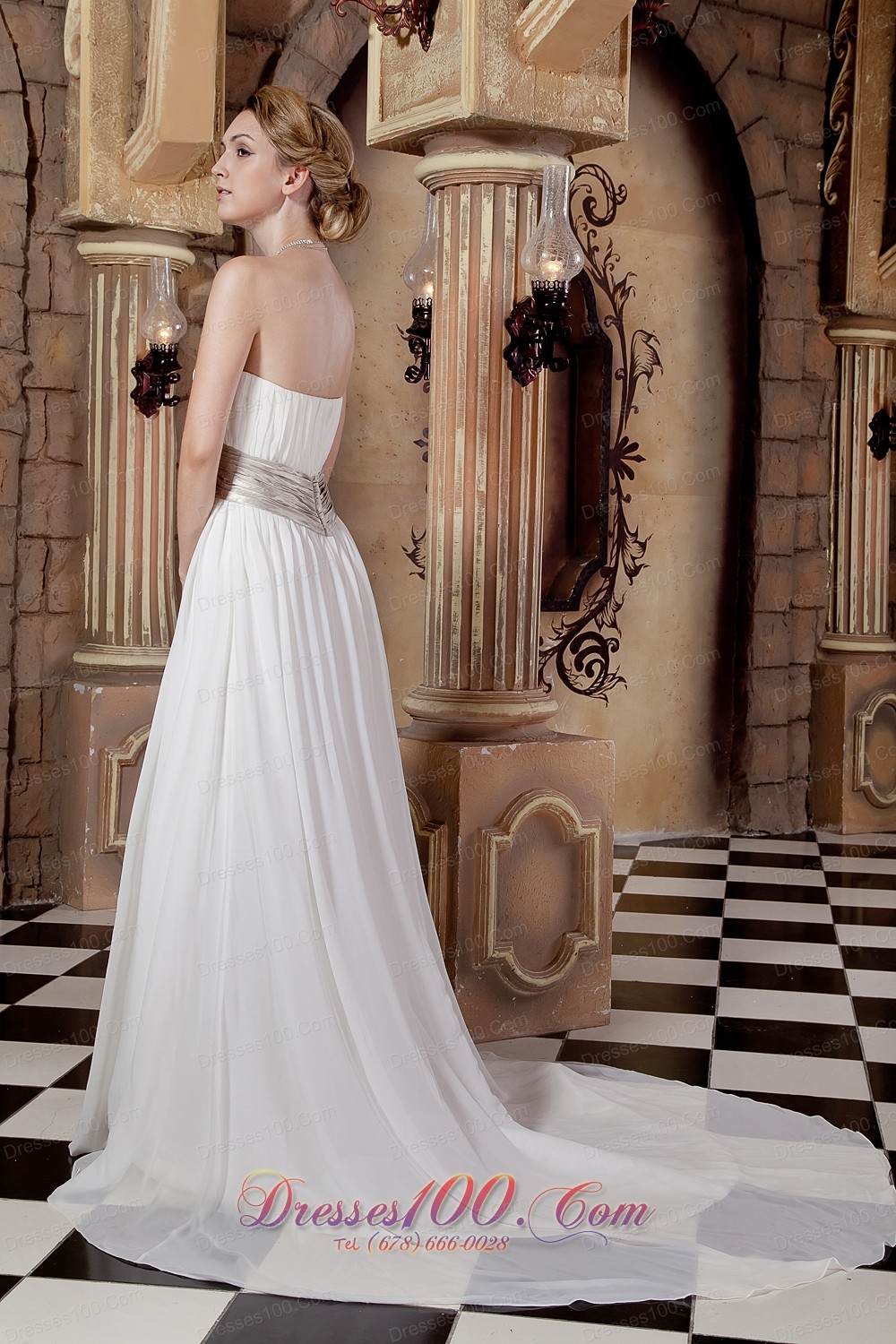 Gilding Chiffon Sash Beach Wedding Dress Fairy Tale Court