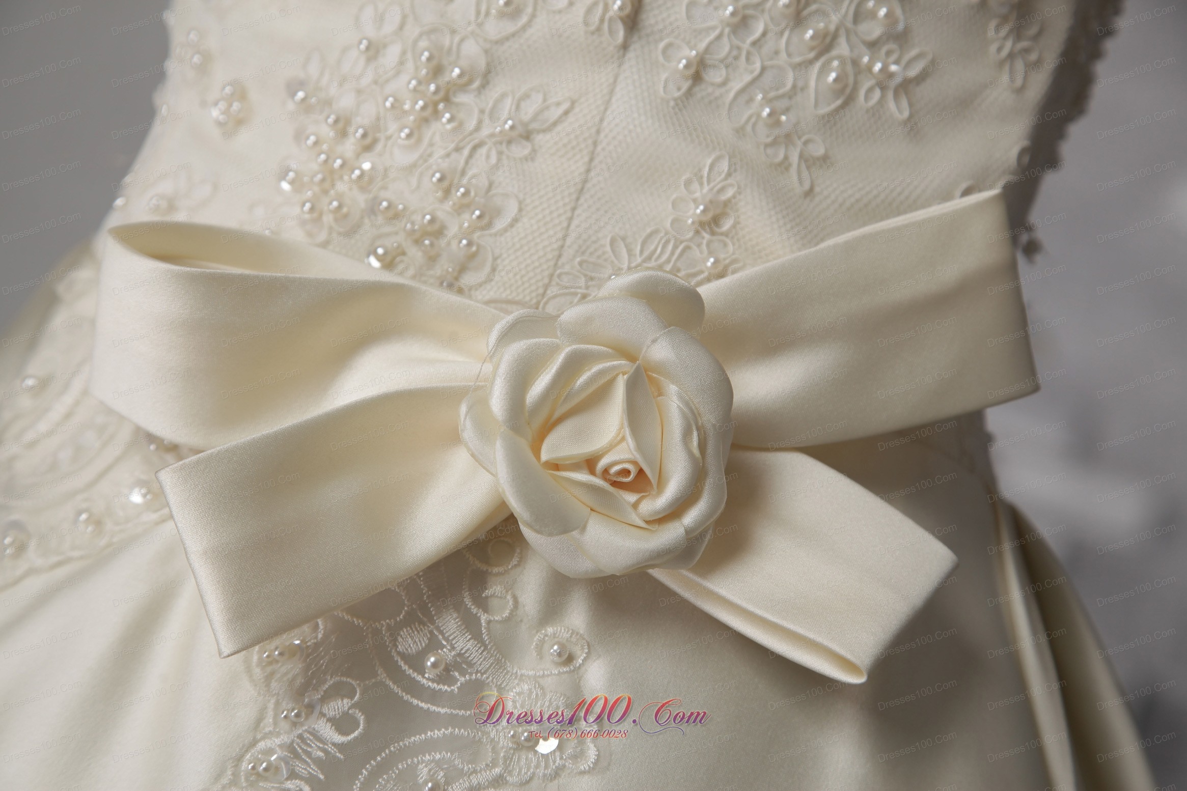 Halter Lace Apron Wedding Dress Brush Train Satin Pearls