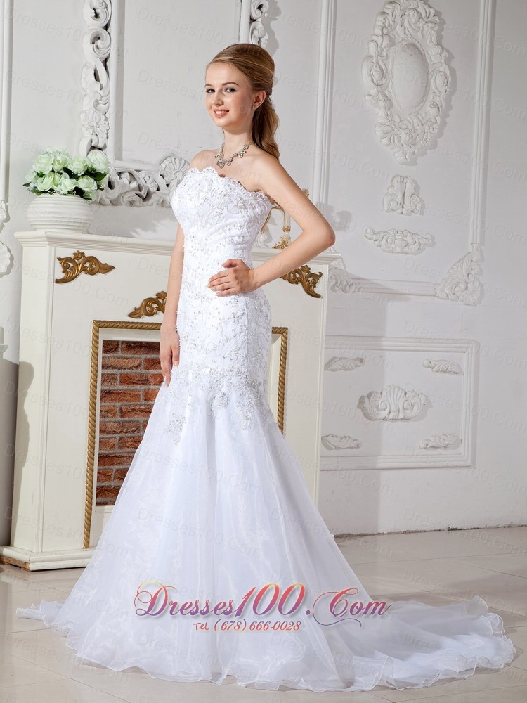 Mermaid Wedding Dress Court Train Appliques Katherine Style